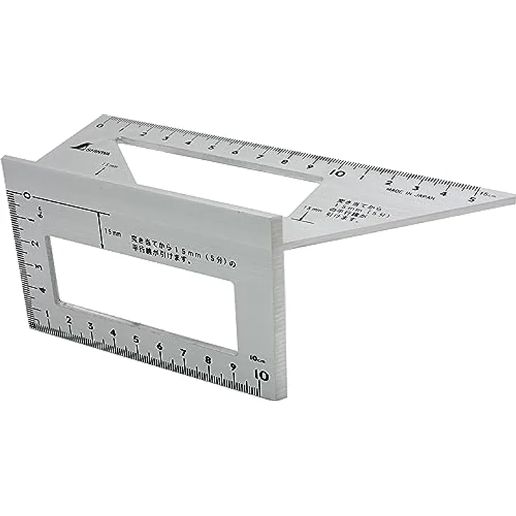 Shinwa 32722 3-D Anschlag Gehrungswinkel 45°/90° by FAMEX (12566) - Anschlagwinkel Winkelmesser - aus Aluminium
