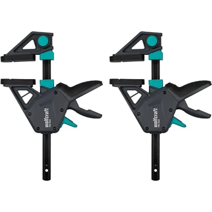 wolfcraft 2 Einhandzwingen PRO MAX, 250 kg Spannkraft, 150 mm Spannweite, intelligente Pumpmechanik für kontrolliertes Spannen – Bild 1