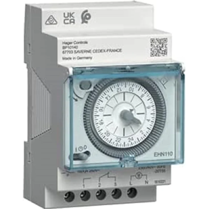 Hager EHN110, Elektromechanische Zeitschaltuhr für DIN-Schiene, 230 V, Quarzsteuerung, IP20, 180 W Schaltleistung – Bild 2