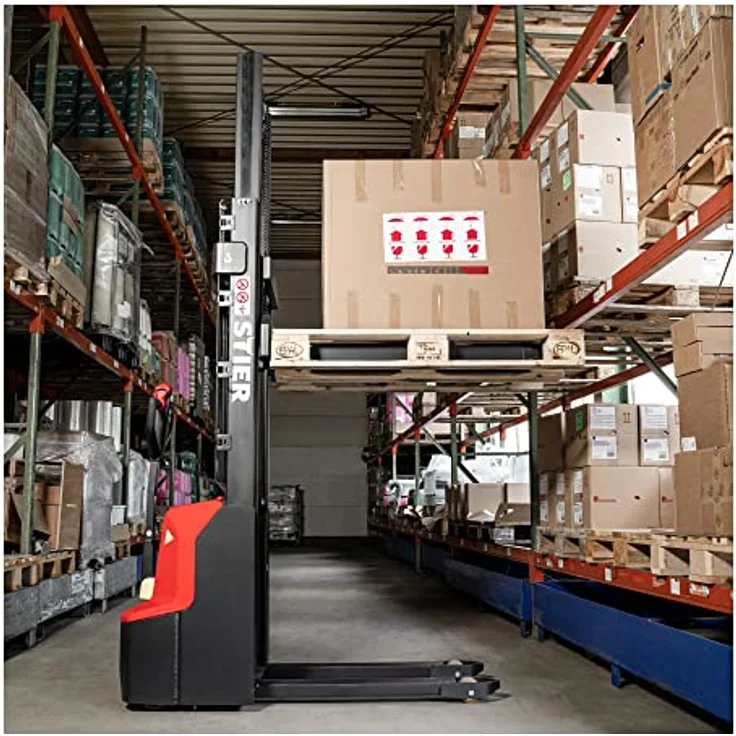 STIER Elektro-Stapler ELY-12, Hochhubwagen mit Tragkraft 1200kg, Hubhöhe 2900mm, Gabellänge 1150mm, wartungsfreundlich und stabil, Polyurethan-Bereifung – Bild 2