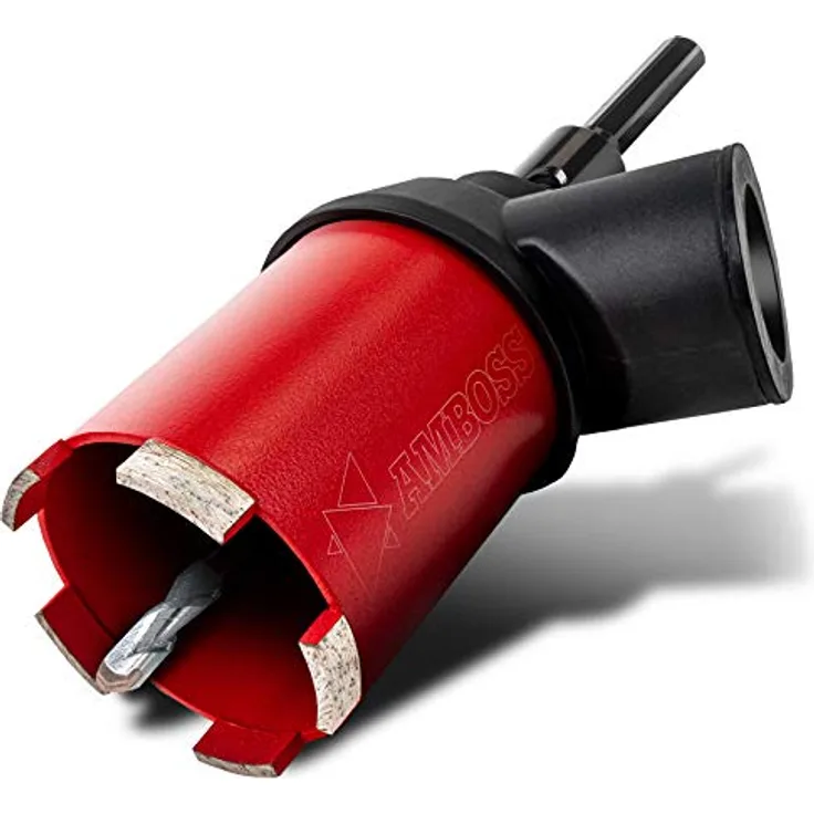 Diamant Dosensenker Ø 82 mm / M16 / DEX System / 90mm Nutzlänge inkl. Absaugung inkl. 6kant Aufnahme und Bohrer - Amboss Red Force Premium für Mauerwerk, Ziegel, Putz, abrasive Materialien