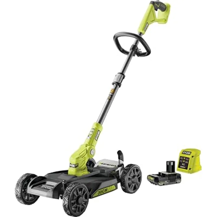 Ryobi Akku-City-Rasenmäher 'RY18LMC30A-120' 18 V ONE+ mit Akku, bis 200 m², leicht und kompakt, für kleine Gärten, grün