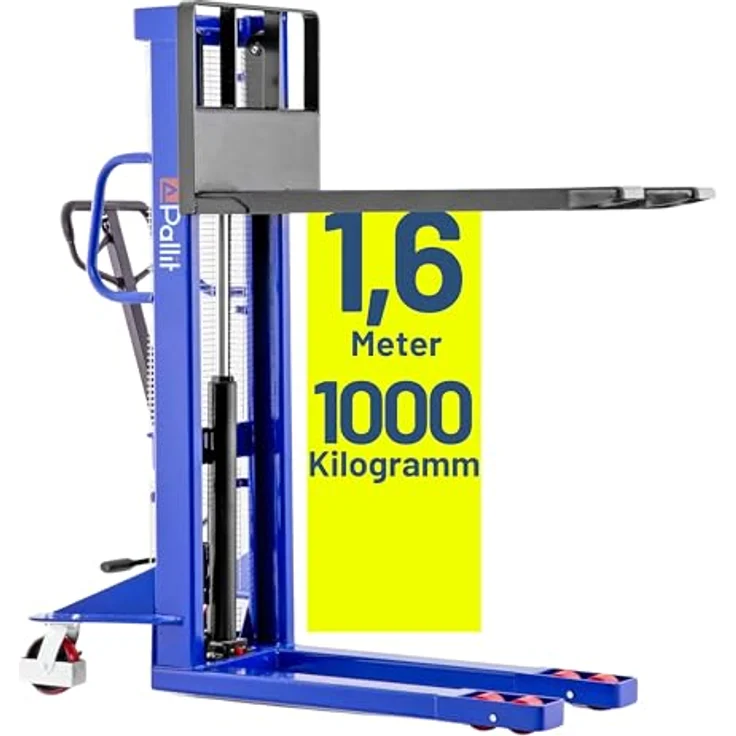 Pallit Hochhubwagen LIFT-M, manueller Handstapler mit 1600mm Hubhöhe, 1000kg Tragkraft und PU Rollen, ergonomisch und wendig – Bild 1