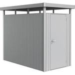 Biohort HighLine Gartenhaus Gr. HS, wartungsfrei, inkl. Regal und Gerätehalter, 155 x 275 cm, silber-metallic, sturmfest bis Windstärke 12