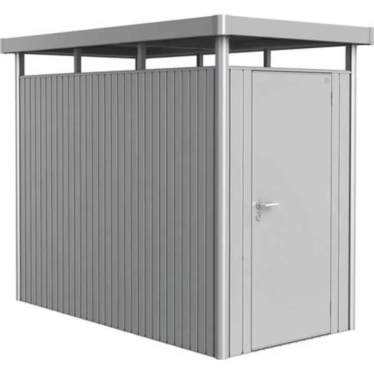Biohort HighLine Gartenhaus Gr. HS, wartungsfrei, inkl. Regal und Gerätehalter, 155 x 275 cm, silber-metallic, sturmfest bis Windstärke 12
