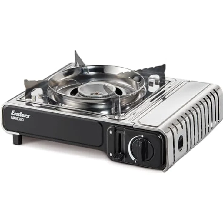 Enders® Campingkocher MAVERIQ®, stufenlos regulierbar, Piezozündung, Überhitzungsschutz, leistungsstarker Brenner 2,2 kW, inkl. Tragekoffer, silber – Bild 1