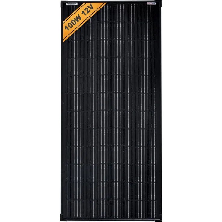 enjoy solar Full Black Monokristallin Solarmodul 100W 12V, PERC-Zellen, Leistungsgarantie bis 10 Jahre (90%) und 25 Jahre (80%), wetterfeste Oberfläche, 182mm 10BB Zellen