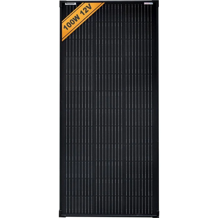 enjoy solar Full Black Monokristallin Solarmodul 100W 12V, PERC-Zellen, Leistungsgarantie bis 10 Jahre (90%) und 25 Jahre (80%), wetterfeste Oberfläche, 182mm 10BB Zellen