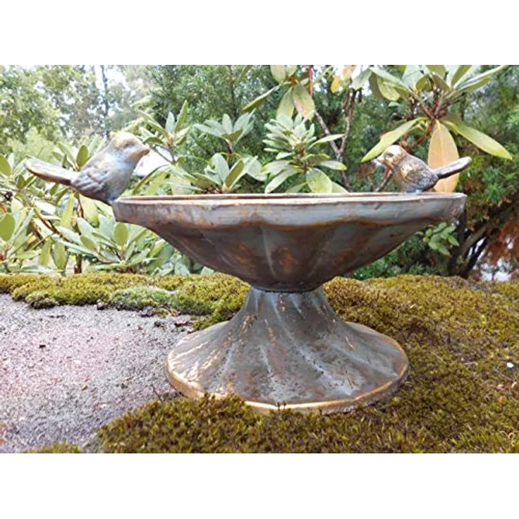 Deko-Impression Prunkvolle,edle Vogeltränke Wasserstelle Schale Gold-grün-antik 26 cm – Bild 2