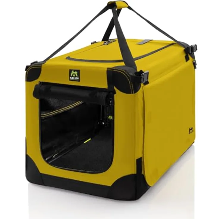 Maelson Soft Kennel Safran Gelb, 52 cm - Faltbare Hunde-Transportbox mit Tragegriffen und Sicherheitslaschen