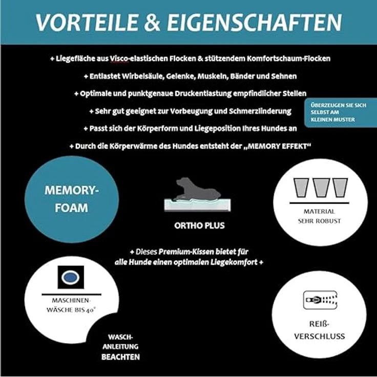 Lebon Toppi Orthopädische Hundematte Hundekissen Hundebett - Waschbar - Pflegeleicht - Robust - Schmutzabweisend - Wasserabweisend -Kodura - Made IN EU (XL) – Bild 4