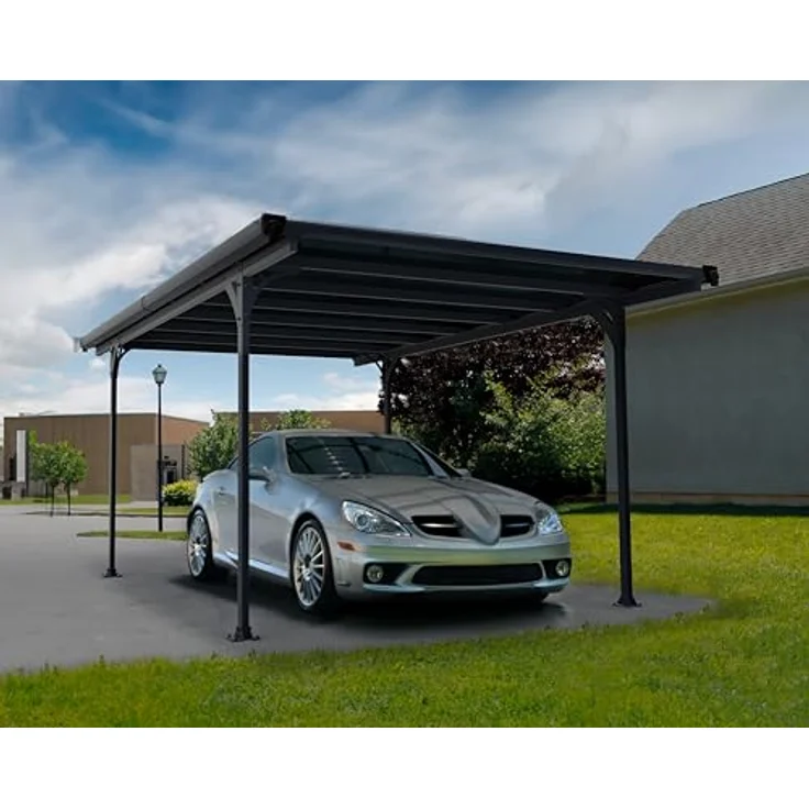 Palram Canopia Carport Bausatz Verona 5000, Einzelcarport 504 x 299 cm, anthrazit, Polycarbonat, rostfreies Aluminium, UV-Schutz, wetterfest – Bild 3