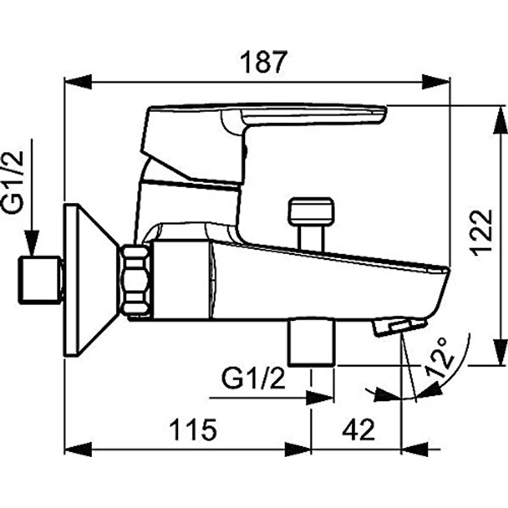 Hansa Wannen-Hebelmischer Hansapolo, Badarmatur zur Wandmontage, verchromt, mit Temperaturbegrenzer und Heißwassersperre – Bild 2