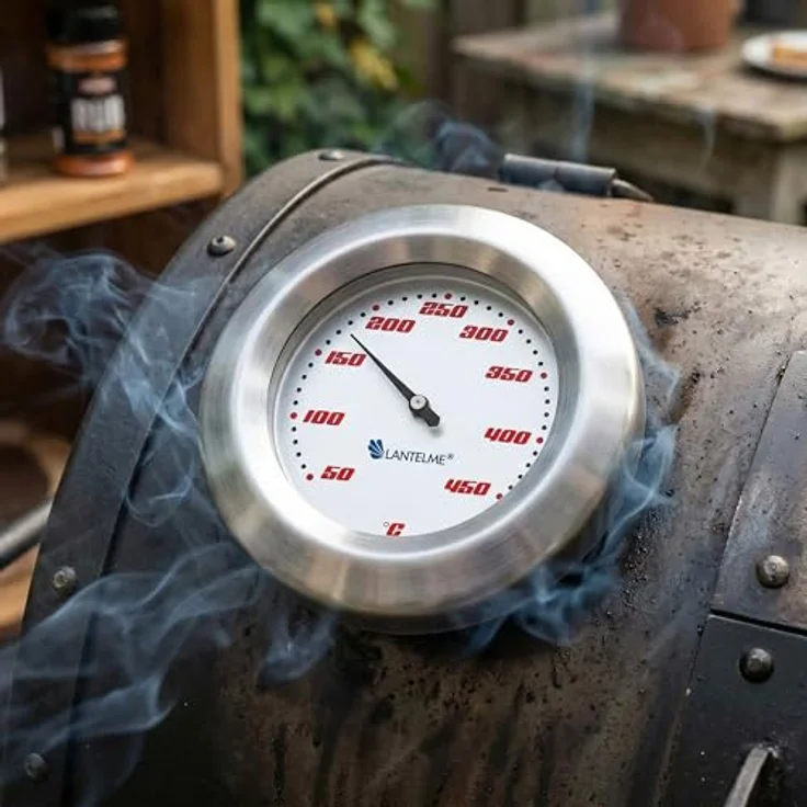 Lantelme Grillthermometer 450°C, Edelstahl Grilldeckelthermometer mit Temperaturanzeige von 50 bis 450 Grad, 2-tlg. – Bild 8