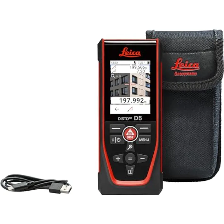 LEICA DISTO D5 Laserentfernungsmesser, IP54, Reichweite 200 m, Genauigkeit ± 1 mm, Neigungssensor 360°