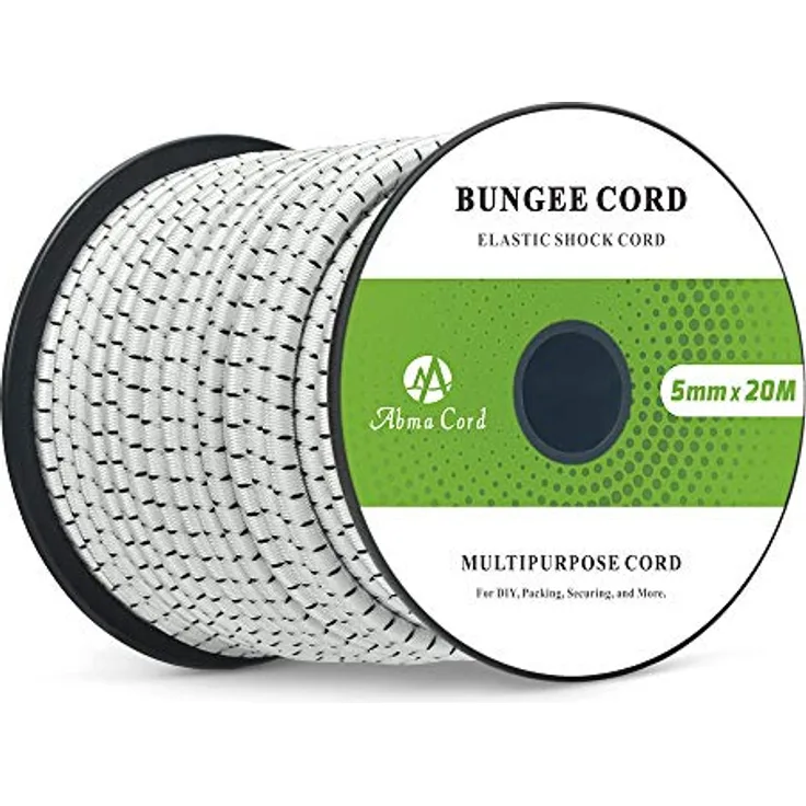 Abma Cord Gummiseil Expanderseil 5mm x 20m, UV-beständig, schimmelresistent, für Planen, Zelte, Sonnensegel - Weiß & Schwarz
