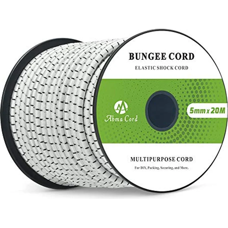 Abma Cord Gummiseil Expanderseil 5mm x 20m, UV-beständig, schimmelresistent, für Planen, Zelte, Sonnensegel - Weiß & Schwarz – Bild 1