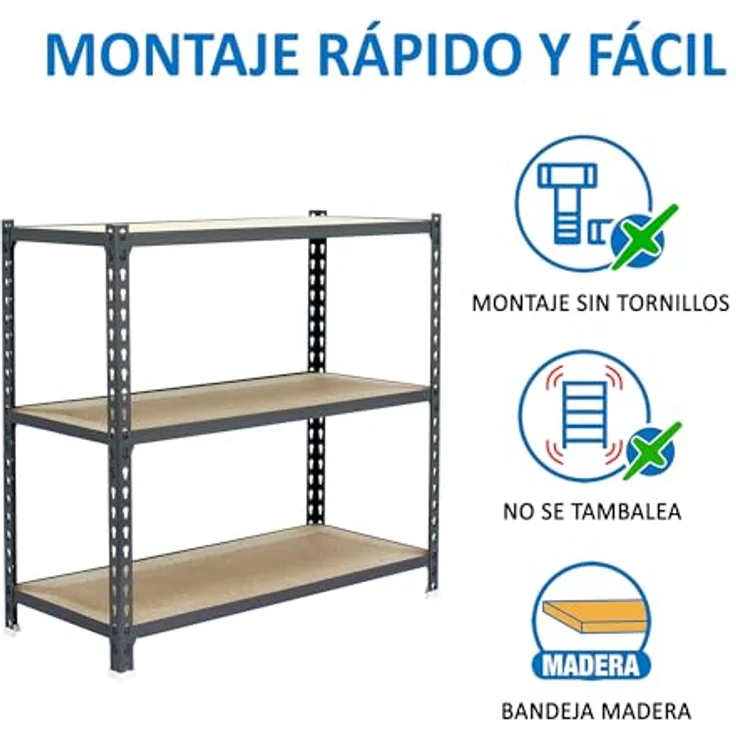 Simonrack Simonclick Metallregal Maderclick SuperPlus, 3 Böden, Traglast 200 kg pro Boden, Steckregal, Silber, H 100 x B 110 x T 30 cm – Bild 6