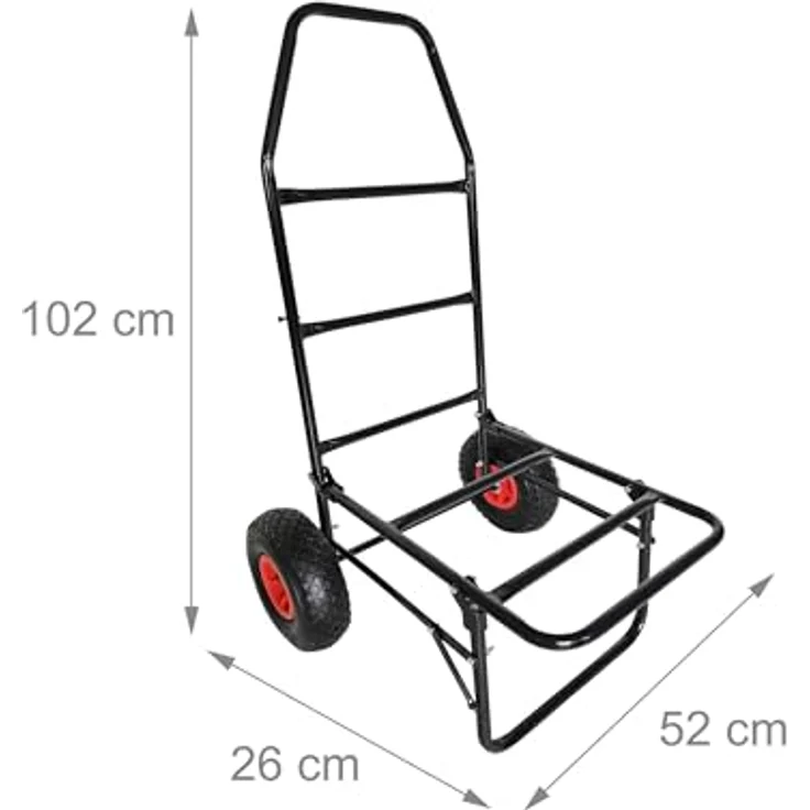 relaxdays Sackkarre Transportwagen klappbar, 80kg Tragkraft, Luftbereifung, schwarz – Bild 4