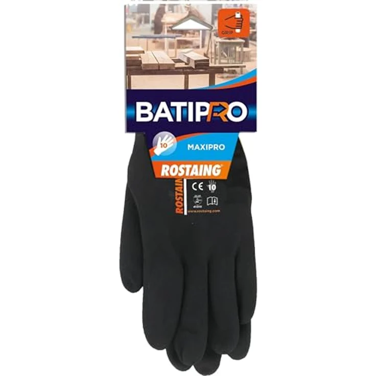 Rostaing MAXIPRO-it11Â Handschuhe Kassenbücher vollständigen Schutz der Hand, Noppen in Handfläche, wasserfest, atmungsaktiv, schwarz, 11 – Bild 4
