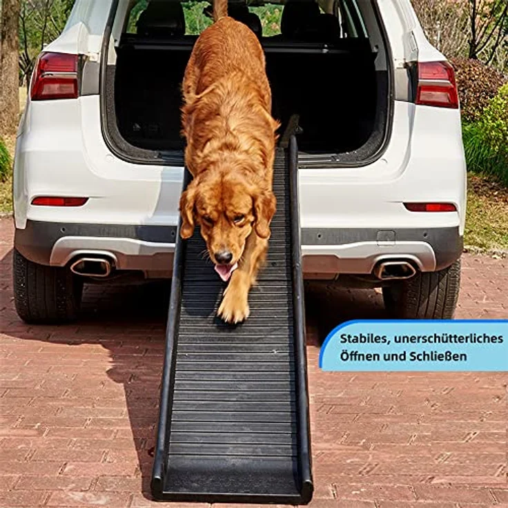 Melko Hunderampe 157,5 x 39,5 x 8,5 cm Kunststoff Hundetreppe mit Anti-Rutsch-Belag, klappbar – Bild 1