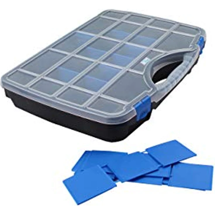 Tayg 022555 Line Etui mit beweglichen Trennwänden Nr. 22-21 Sortimentskasten Basic Box 01-312 x 238 x 51 mm-bis zu 26 Fächer-schwarz-blau – Bild 3