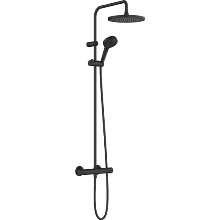 hansgrohe HG Showerpipe Vernis Blend 240, Duschsystem mit Thermostat, 1 Jet, mattschwarz, inkl. Kopf- und Handbrause – Bild 1