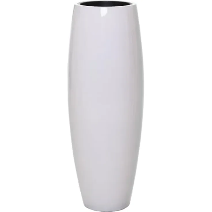 VIVANNO Pflanzkübel Bodenvase Fiberglas Magnum, Weiß Hochglanz, 80x23 cm, elegant und standfest für Innen- und Außenbereiche