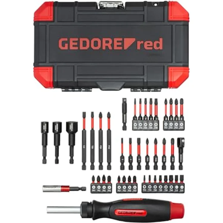 GEDORE red Torsions-Bit-Satz - 43-teiliges Set inkl. knickbarem Bit-Schraubendreher mit Ratschenfunktion, in praktischem Aufbewahrungskoffer, robuste Bits mit Torsionszone – Bild 2