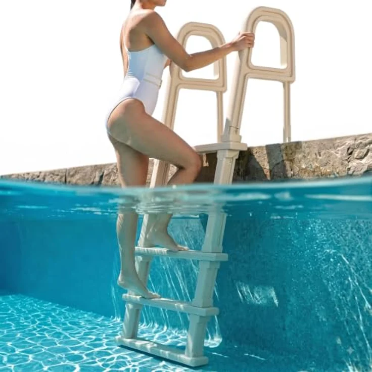 VEVOR Poolleiter U10, 5 Stufen, 75° Neigung, 136 kg Tragkraft, Milchweiß, für 122-137 cm große Einbau- und Aufstellbecken – Bild 1