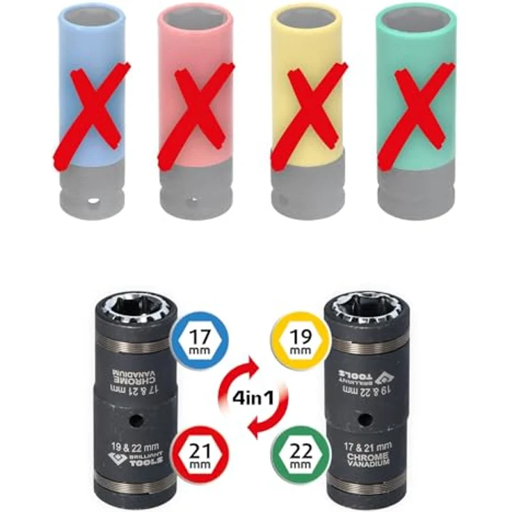 Brilliant Tools 4in1 Kraft-Stecknuss-Satz BT691, 2-teiliges Bit- und Steckschlüsselset 1/2" mit 4 Größen in einer Stecknuss – Bild 9