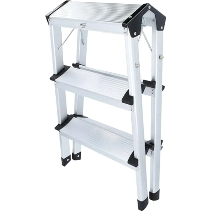 KS Tools Aluminium-Stufen-Stehleiter 800.0965, 62 cm, mit rutschfesten Stufen und gummierten Füßen für sicheren Stand – Bild 5