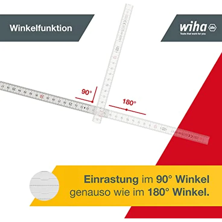 Wiha Gliedermaßstab Longlife 2 m metrisch, 10 Glieder (27057) weiß - Preisvergleich – Bild 3