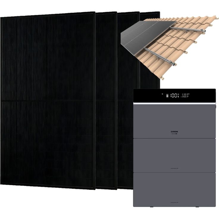 Conow CBE2000 Pro 1820W Balkonkraftwerk, Komplettset mit 2 kWh Speicher und 2 Erweiterungsbatterien, Ziegeldach Montagesystem