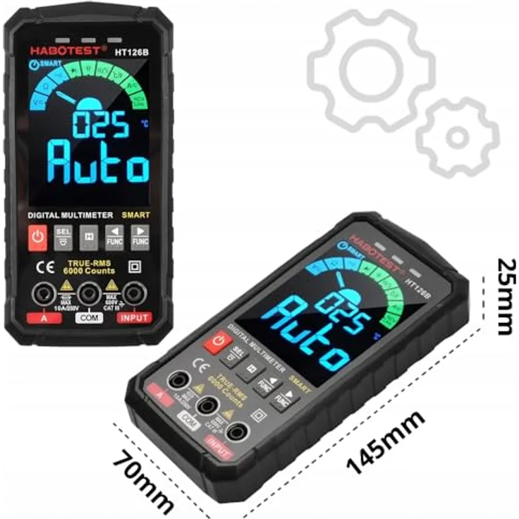 Habotest HT126A, Digitales Universalmultimeter mit großem Display, LED-Taschenlampe und Silikontasten – Bild 9