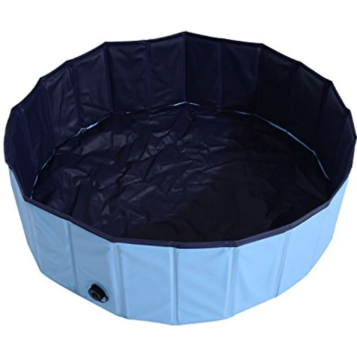 PawHut Hundepool Planschbecken Schwimmbecken Schwimmbad Hundebad, PVC+Holz, Blau/Rot, Φ100x30cm (Hellblau+Dunkelblau) - Preisvergleich – Bild 4