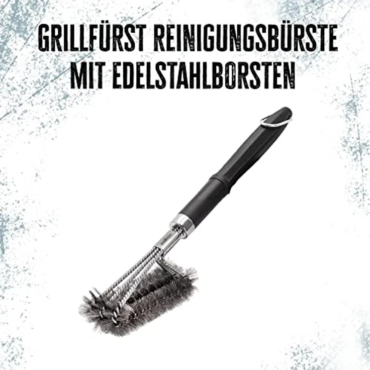 Grillfürst Premium Grillbürste mit Edelstahl Borsten, 45 cm - Grill Reinigungsbürste für Grillrost, Grillrost Bürste mit langem 3-Fach Bürstenkopf – Bild 2