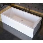 Besco BADLAND Badewanne QUADRO 190x90, Original Weiß Acryl, Komplettset mit Füßen und Chrom Automatik Ablaufgarnitur, Made in EU 3in1