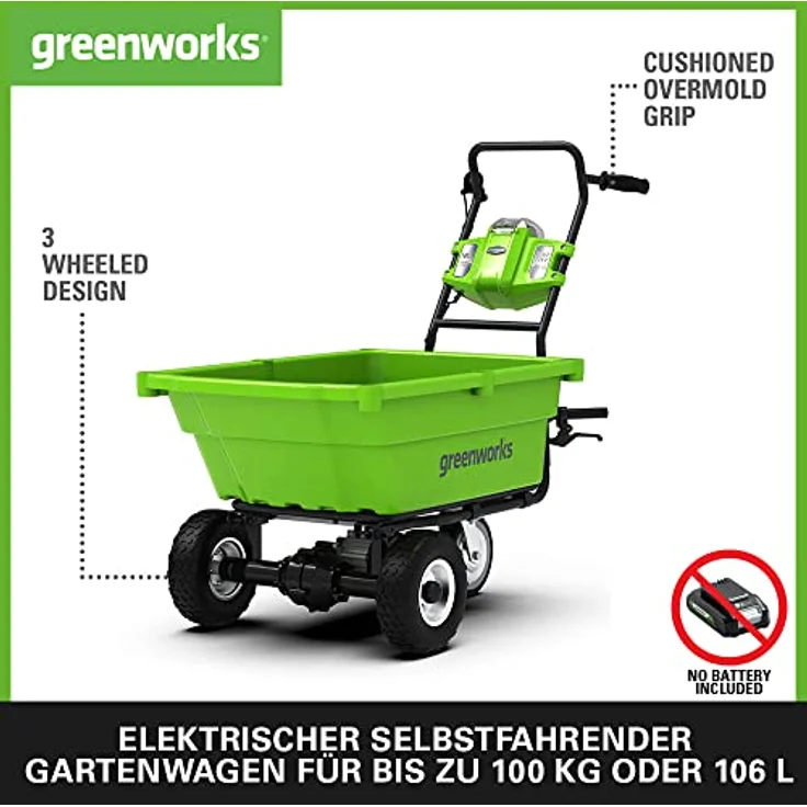 Greenworks Selbstfahrender Gartenwagen ohne 40-V-Akku G40GC 740000007 – Bild 2