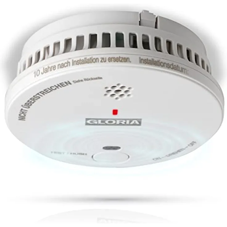 GLORIA R-1 Rauchwarnmelder mit 3 Jahren Garantie und wechselbarer 9V Block Batterie