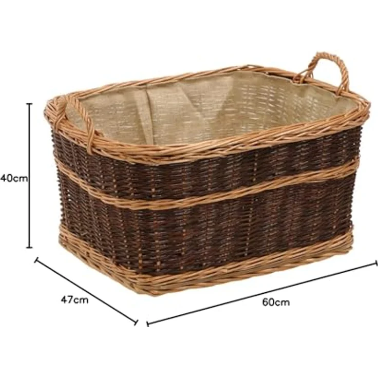 Dehner Weidenkorb mit Jute, ca. 60 x 47 x 40 cm, Weide, dunkelbraun – Bild 5