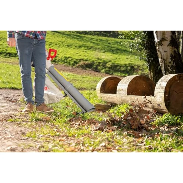 Ikra 3-in-1 Laubsauger + Laubbläser, Akku-Gerät mit 210 km/h Blasgeschwindigkeit, grau-rot, inkl. 45-Liter-Auffangbeutel und Schnellader – Bild 8