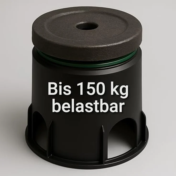 KERRY Ventilbox Bodeneinbaudose Rund Größe M, schwarz mit grasgrünem Deckel, 150 kg belastbar, robust und langlebig aus Palaplast Kunststoff – Bild 5