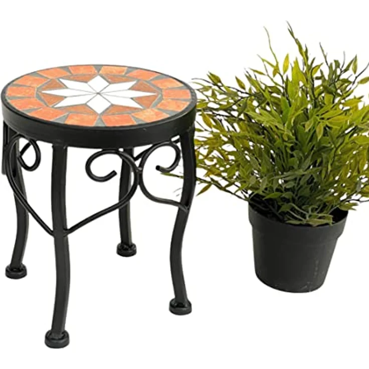 DanDiBo Blumenhocker Mosaik Rund 20 cm Blumenständer 12014 Beistelltisch Pflanzenständer Mosaiktisch Klein – Bild 7