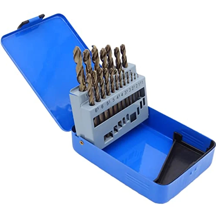 PeTools 19tlg. Edelstahl-Bohrer HSS-E (1-10mm) Kobalt Cobalt (Co5) mit 135° Spitzenwinkel und Kreuzanschliff, präzisionsgeschliffen für schwer zerspanbare Werkstoffe – Bild 1