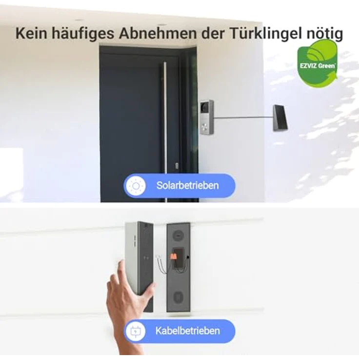 EZVIZ HP3 PRO, batteriebetriebene Video-Türklingel mit 2K Kamera und 32 GB Speicher, Solarladeoption – Bild 2