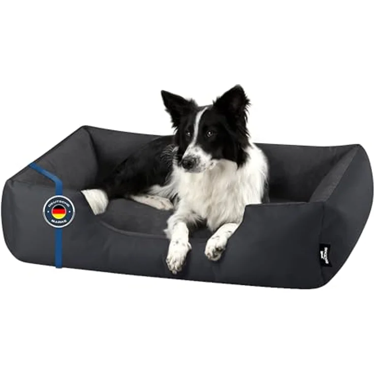 BedDog Hundebett ZARA, Cordura Hundekissen XL für mittel-große Hunde, abziehbarer waschbarer Bezug, grau – Bild 1