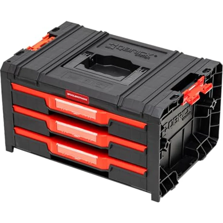 Tool Brothers RHINO Drawer 3 ECO Organize+, stapelbarer Werkzeugkoffer mit 3 Schubladen und 21 Fächern, IP54, 450 x 310 x 244 mm, aus recyceltem Kunststoff – Bild 1