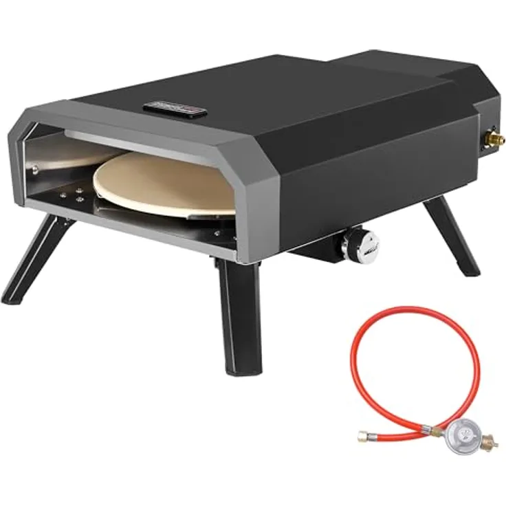 Royal Gourmet Gas Pizzaofen Kompakt, 4 kW Pizzagrill mit Pizzastein, automatischer Zündung und klappbaren Beinen für Outdoor Camping