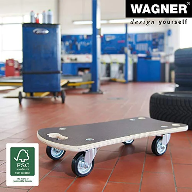 Wagner System MM 1312, Transportwagen mit rutschfester MaxiGrip-Beschichtung, Tragfähigkeit 300 kg, Birken-Multiplex, 290 x 575 mm – Bild 5